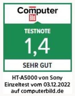 Sony HT-A5000 5.1.2-Kanal Surround Sound Dolby Atmos Premium-Soundbar mit integriertem Subwoofer (HDMI, Bluetooth, High-Res Audio, 500W Gesamtleistung), Schwarz