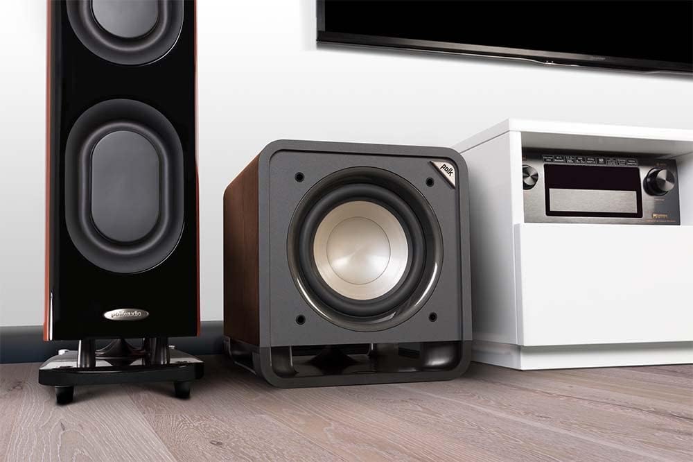 Polk Audio HTS 10 Aktivsubwoofer für Heimkino Soundsysteme und Musik, 10" Bass Box, 200 Watt, Schwarz