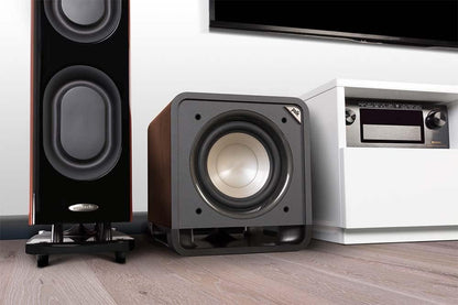 Polk Audio HTS 10 Aktivsubwoofer für Heimkino Soundsysteme und Musik, 10" Bass Box, 200 Watt, Schwarz