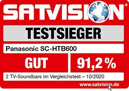 Panasonic SC-HTB600EGK 2.1 Soundbar mit kabellosem Subwoofer (Dolby Atmos, Bluetooth, HDMI, 360 Watt RMS) schwarz