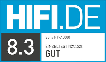 Sony HT-A5000 5.1.2-Kanal Surround Sound Dolby Atmos Premium-Soundbar mit integriertem Subwoofer (HDMI, Bluetooth, High-Res Audio, 500W Gesamtleistung), Schwarz