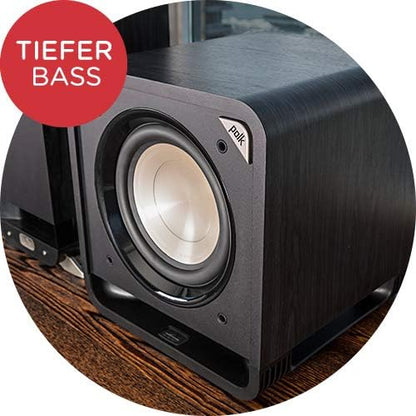 Polk Audio HTS 10 Aktivsubwoofer für Heimkino Soundsysteme und Musik, 10" Bass Box, 200 Watt, Schwarz
