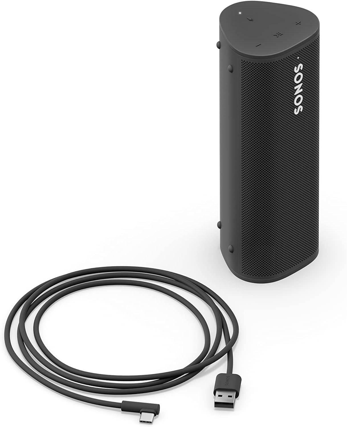 Sonos Roam + kabelloses Ladegerät, schwarz – Wasserdichter WLAN & Bluetooth Lautsprecher mit Alexa Sprachsteuerung, Google Assistant und AirPlay 2
