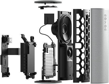 Sonos Roam + kabelloses Ladegerät, schwarz – Wasserdichter WLAN & Bluetooth Lautsprecher mit Alexa Sprachsteuerung, Google Assistant und AirPlay 2