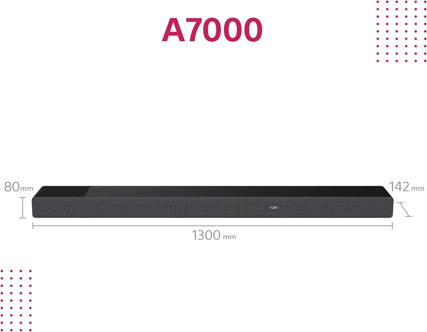 Sony HT-A7000 7.1.2-Kanal Surround Sound Dolby Atmos Premium-Soundbar mit integriertem Subwoofer (Vertical-Sound-Engine, HDMI, Bluetooth, High-Res Audio, 500W Gesamtleistung), Schwarz, Negro