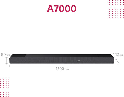 Sony HT-A7000 7.1.2-Kanal Surround Sound Dolby Atmos Premium-Soundbar mit integriertem Subwoofer (Vertical-Sound-Engine, HDMI, Bluetooth, High-Res Audio, 500W Gesamtleistung), Schwarz, Negro