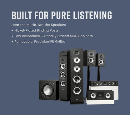 Polk Audio Monitor XT35 schlanker Center Lautsprecher, Hi-Res Zertifiziert, kompatibel mit Dolby Atmos und DTS:X (Stück), Schwarz