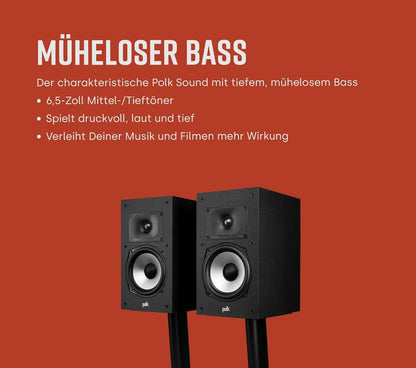 Polk Audio Monitor XT35 schlanker Center Lautsprecher, Hi-Res Zertifiziert, kompatibel mit Dolby Atmos und DTS:X (Stück), Schwarz