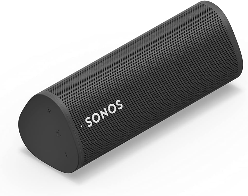 Sonos Roam + kabelloses Ladegerät, schwarz – Wasserdichter WLAN & Bluetooth Lautsprecher mit Alexa Sprachsteuerung, Google Assistant und AirPlay 2