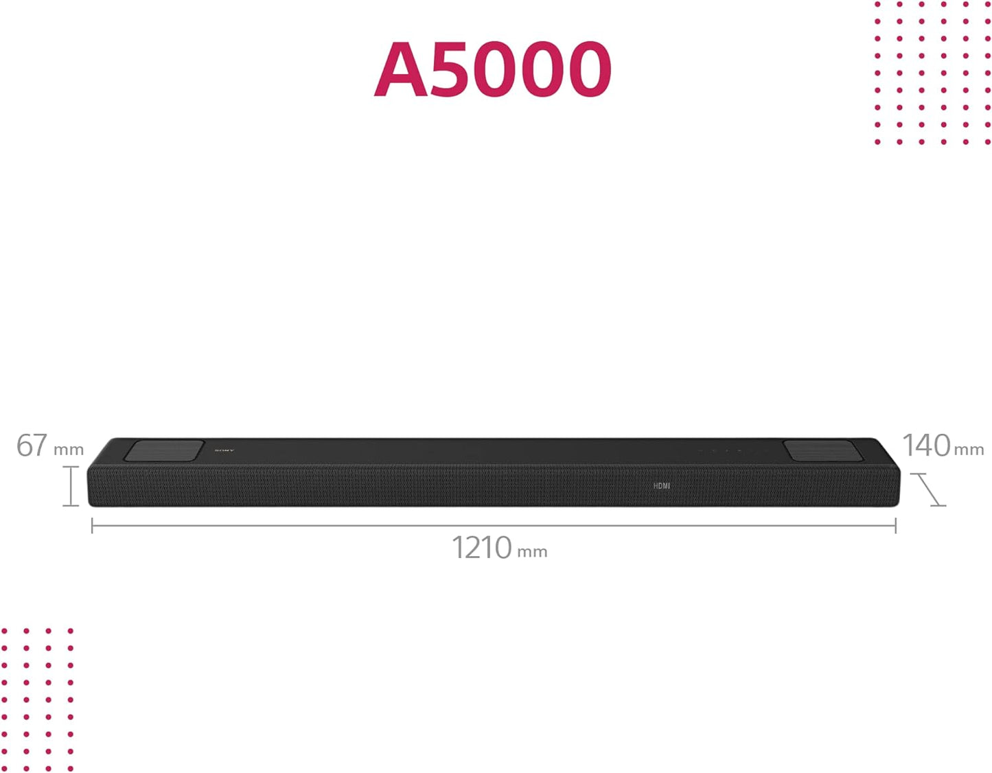 Sony HT-A5000 5.1.2-Kanal Surround Sound Dolby Atmos Premium-Soundbar mit integriertem Subwoofer (HDMI, Bluetooth, High-Res Audio, 500W Gesamtleistung), Schwarz