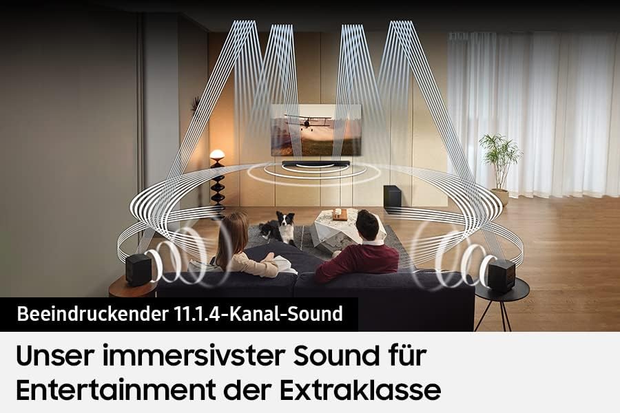 Samsung HW-Q995GC 11.1.4-Kanal Q-Soundbar, 4.0.2-Kanal Rücklautsprecher, Kabelloses Dolby Atmos / DTS:X, Q-Symphony [2023]