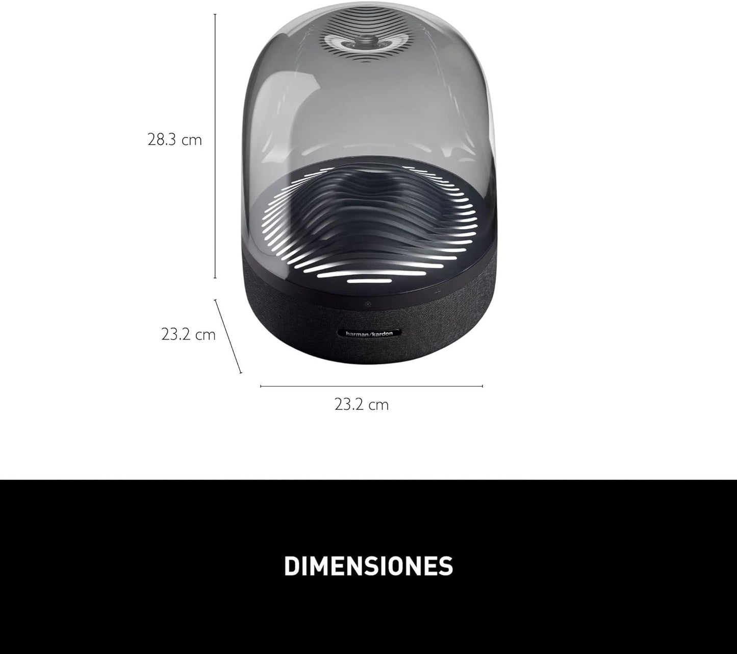 Harman Kardon Aura Studio 3 - Eleganter, kabelloser BT Lautsprecher mit Premium Design und Ambient Lighting- Schwarz