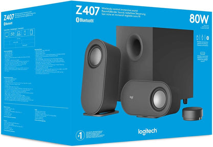 Logitech Z407 Bluetooth-Computerlautsprecher mit Subwoofer und kabelloser Steuerung