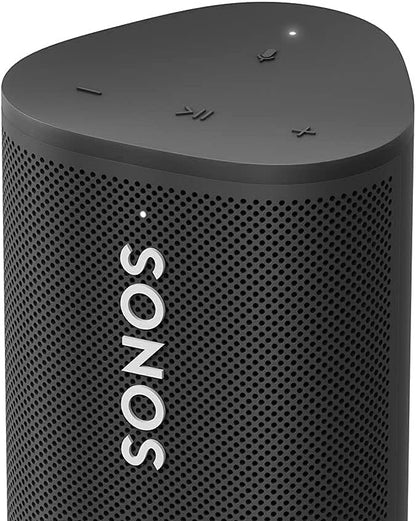 Sonos Roam + kabelloses Ladegerät, schwarz – Wasserdichter WLAN & Bluetooth Lautsprecher mit Alexa Sprachsteuerung, Google Assistant und AirPlay 2
