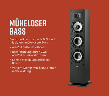 Polk Audio Monitor XT35 schlanker Center Lautsprecher, Hi-Res Zertifiziert, kompatibel mit Dolby Atmos und DTS:X (Stück), Schwarz
