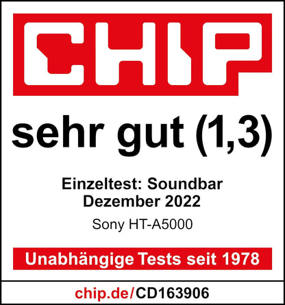 Sony HT-A5000 5.1.2-Kanal Surround Sound Dolby Atmos Premium-Soundbar mit integriertem Subwoofer (HDMI, Bluetooth, High-Res Audio, 500W Gesamtleistung), Schwarz