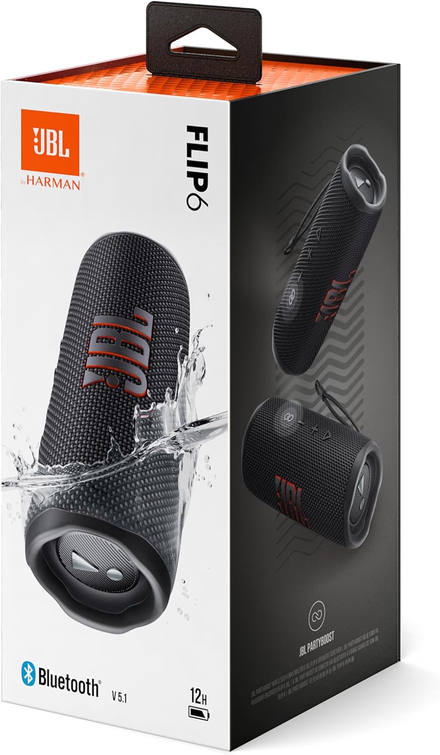 JBL Flip 6 Bluetooth Box in Blau – Wasserdichter, tragbarer Lautsprecher mit 2-Wege-Lautsprechersystem für kraftvollen Sound – Bis zu 12 Stunden kabellos Musik abspielen