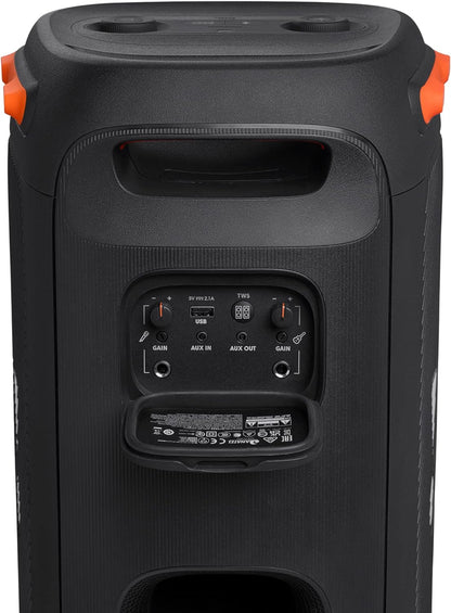 JBL PartyBox 110 in Schwarz – Trag- und rollbarer Bluetooth Party-Lautsprecher mit Lichteffekten – Spritzwassergeschützte, mobile Musikbox mit Akku