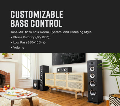 Polk Audio Monitor XT35 schlanker Center Lautsprecher, Hi-Res Zertifiziert, kompatibel mit Dolby Atmos und DTS:X (Stück), Schwarz