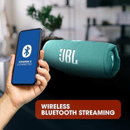 JBL Charge 5 Bluetooth-Lautsprecher in Schwarz – Wasserfeste, portable Boombox mit integrierter Powerbank – Eine Akku-Ladung für bis zu 20 Stunden kabellosen Musikgenuss
