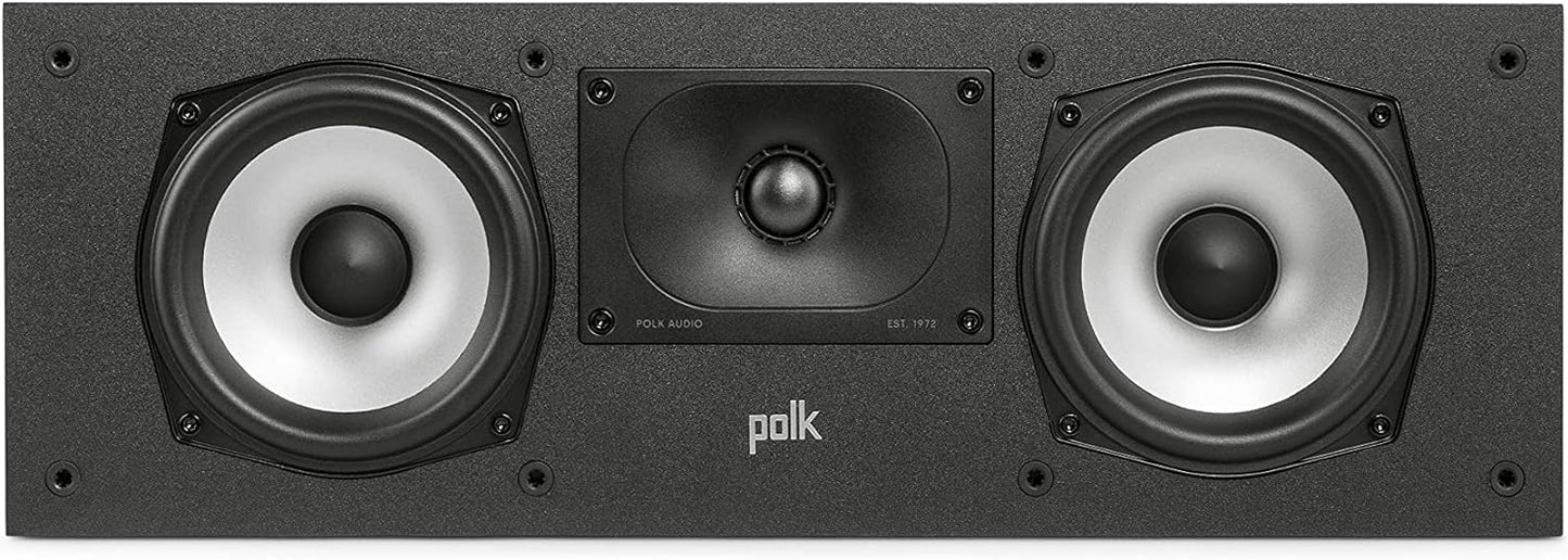 Polk Audio Monitor XT35 schlanker Center Lautsprecher, Hi-Res Zertifiziert, kompatibel mit Dolby Atmos und DTS:X (Stück), Schwarz