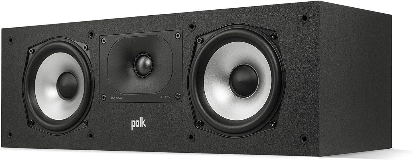 Polk Audio Monitor XT35 schlanker Center Lautsprecher, Hi-Res Zertifiziert, kompatibel mit Dolby Atmos und DTS:X (Stück), Schwarz