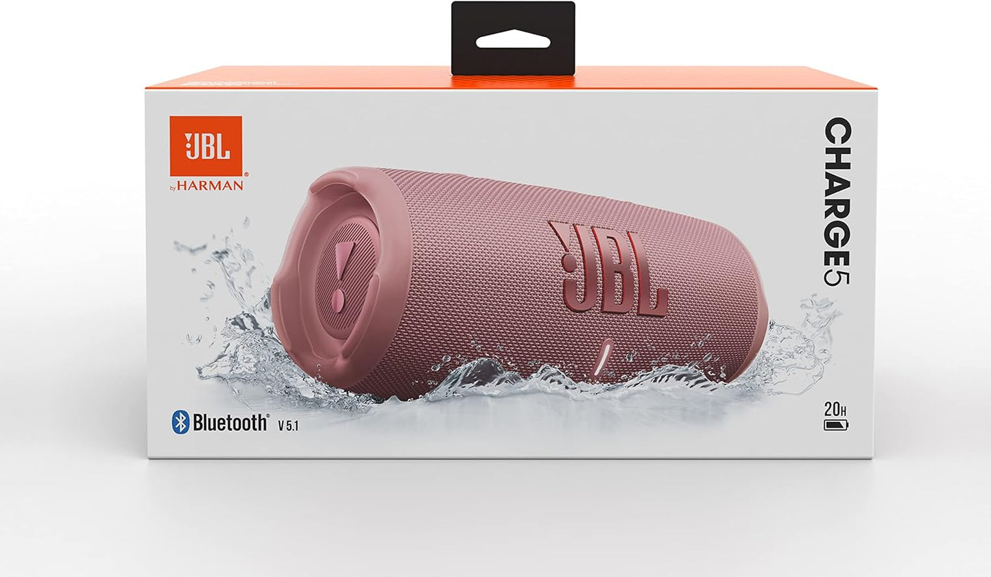 JBL Charge 5 Bluetooth-Lautsprecher in Schwarz – Wasserfeste, portable Boombox mit integrierter Powerbank – Eine Akku-Ladung für bis zu 20 Stunden kabellosen Musikgenuss
