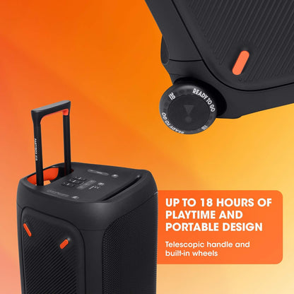 JBL PartyBox 310 in Schwarz – Trag- und rollbarer Bluetooth Party-Lautsprecher mit Lichteffekten – Spritzwassergeschützte, mobile Musikbox mit Akku