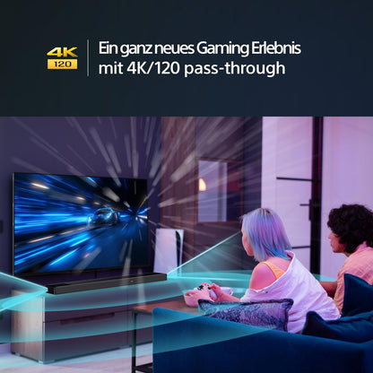 Sony HT-A5000 5.1.2-Kanal Surround Sound Dolby Atmos Premium-Soundbar mit integriertem Subwoofer (HDMI, Bluetooth, High-Res Audio, 500W Gesamtleistung), Schwarz
