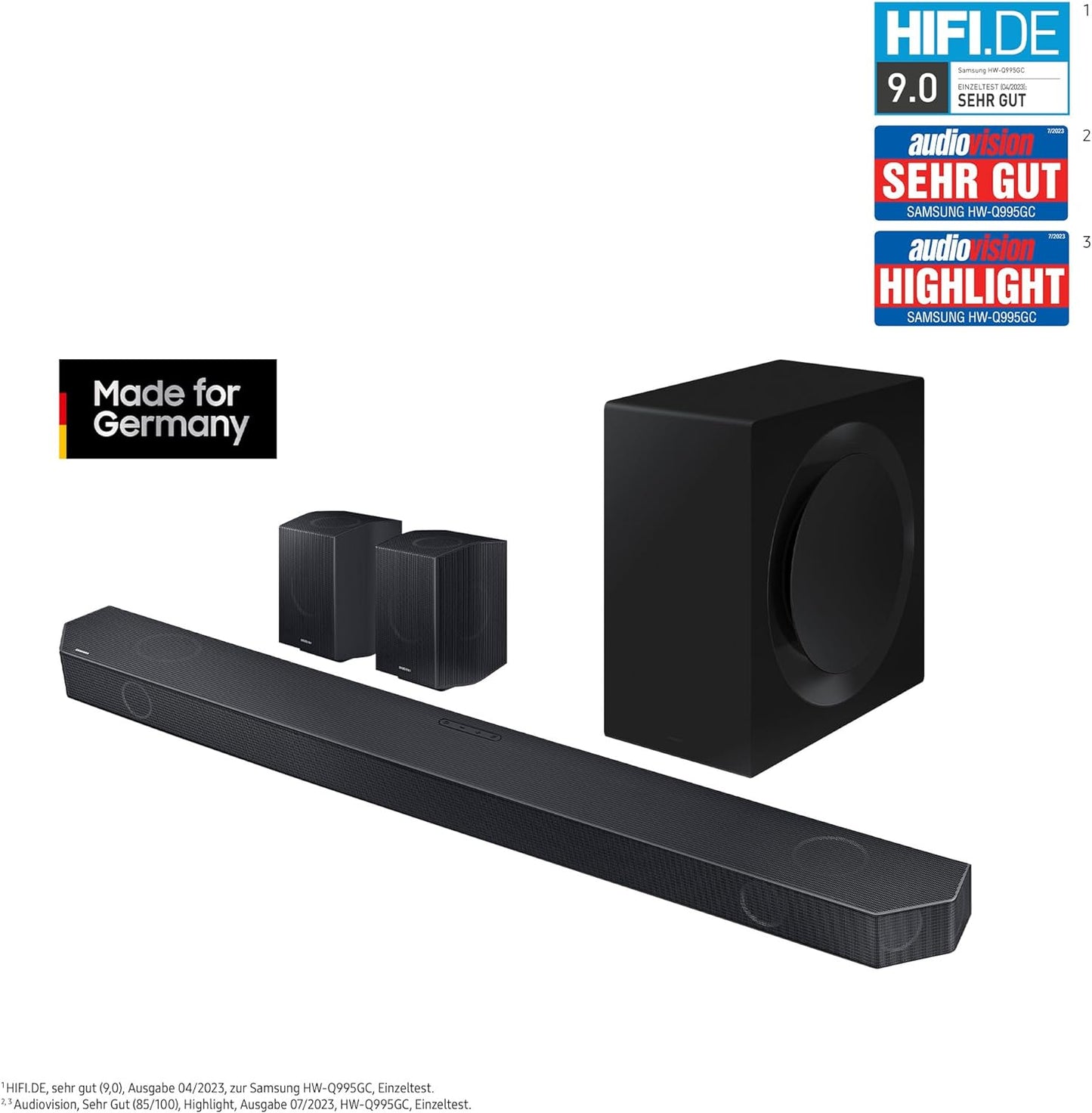 Samsung HW-Q995GC 11.1.4-Kanal Q-Soundbar, 4.0.2-Kanal Rücklautsprecher, Kabelloses Dolby Atmos / DTS:X, Q-Symphony [2023]