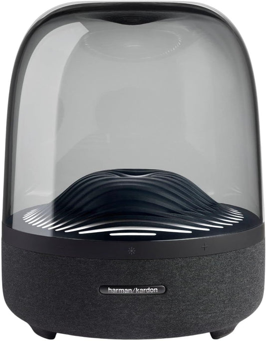 Harman Kardon Aura Studio 3 - Eleganter, kabelloser BT Lautsprecher mit Premium Design und Ambient Lighting- Schwarz