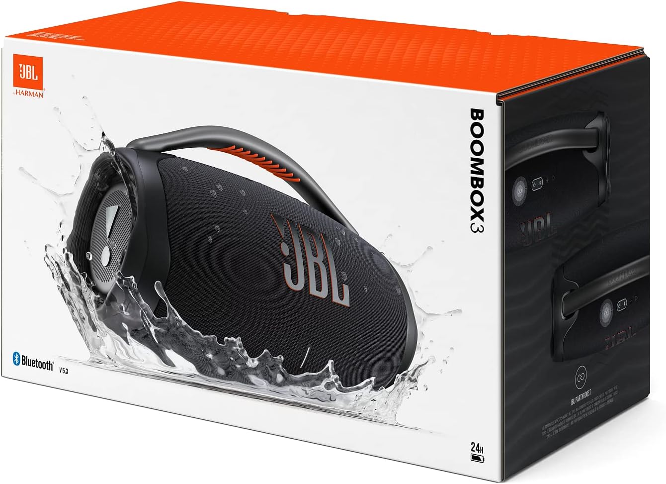 JBL Boombox 3 – Kabelloser Bluetooth-Lautsprecher – Tragbare, wasserdichte Musikbox mit Innen- und Außenmodus – 24 Stunden Spielzeit – In Schwarz