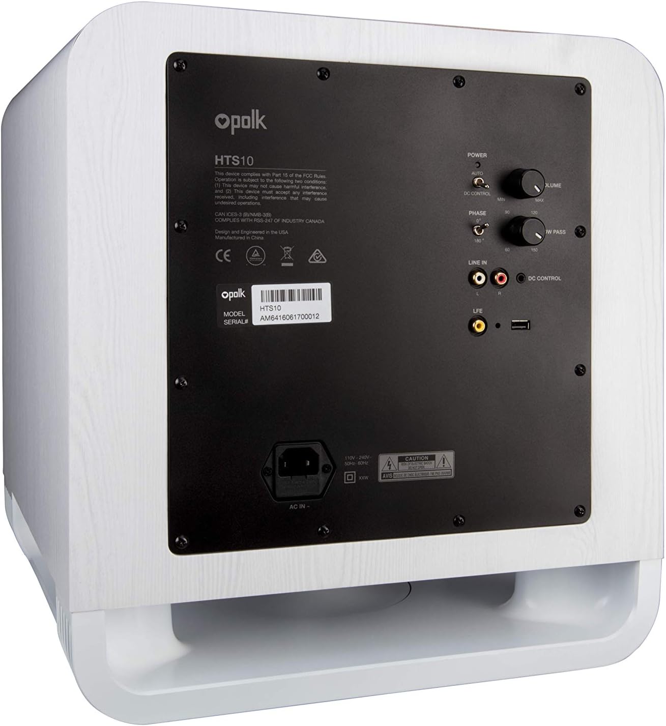 Polk Audio HTS 10 Aktivsubwoofer für Heimkino Soundsysteme und Musik, 10" Bass Box, 200 Watt, Schwarz
