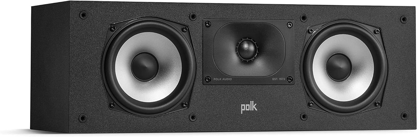Polk Audio Monitor XT35 schlanker Center Lautsprecher, Hi-Res Zertifiziert, kompatibel mit Dolby Atmos und DTS:X (Stück), Schwarz