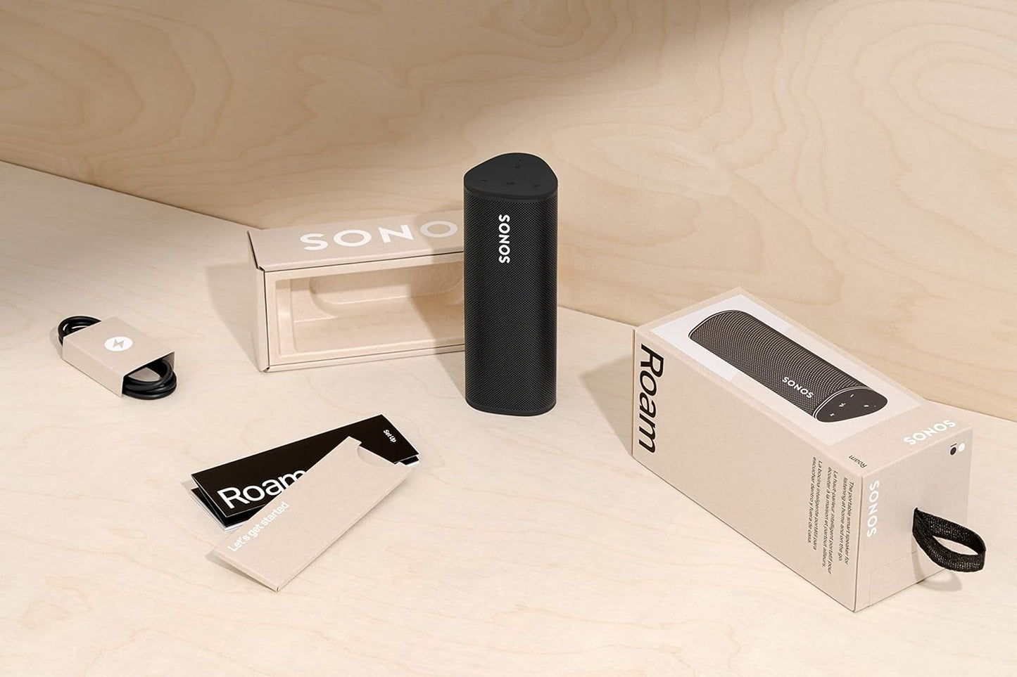 Sonos Roam + kabelloses Ladegerät, schwarz – Wasserdichter WLAN & Bluetooth Lautsprecher mit Alexa Sprachsteuerung, Google Assistant und AirPlay 2