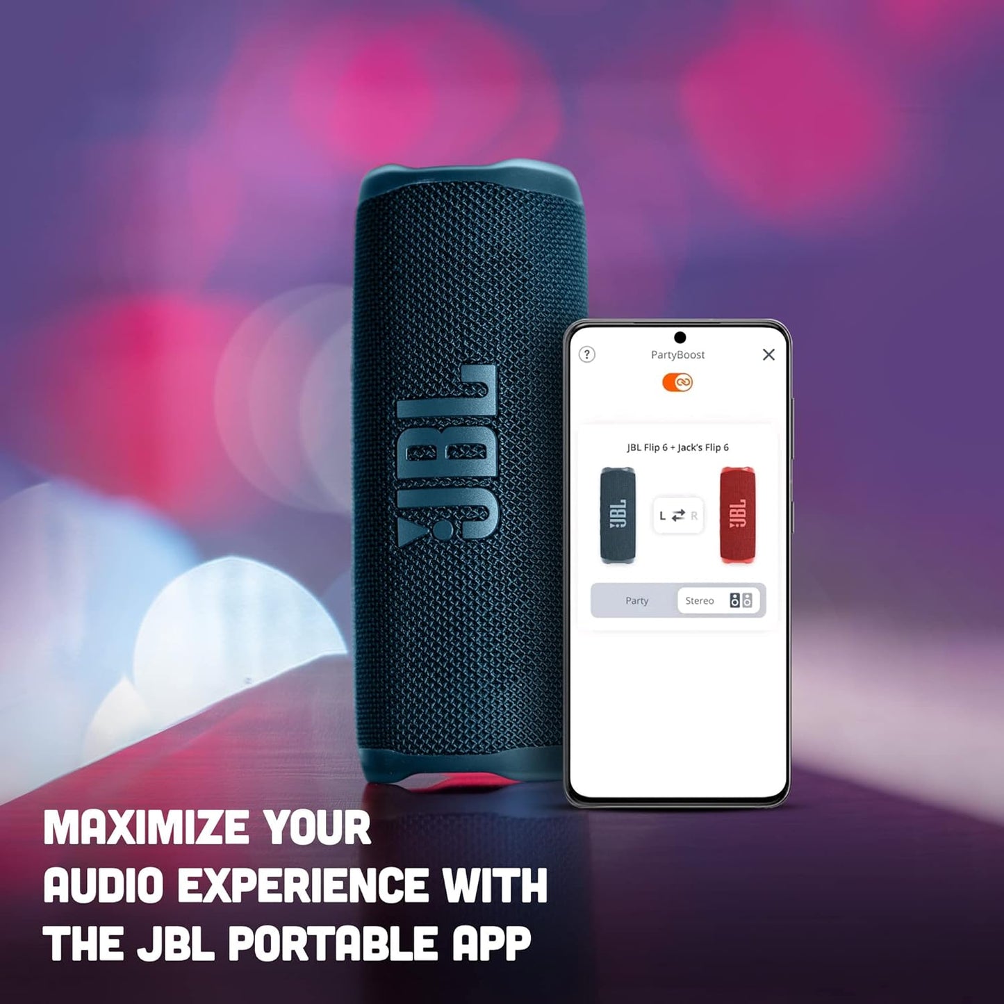 JBL Flip 6 Bluetooth Box in Blau – Wasserdichter, tragbarer Lautsprecher mit 2-Wege-Lautsprechersystem für kraftvollen Sound – Bis zu 12 Stunden kabellos Musik abspielen