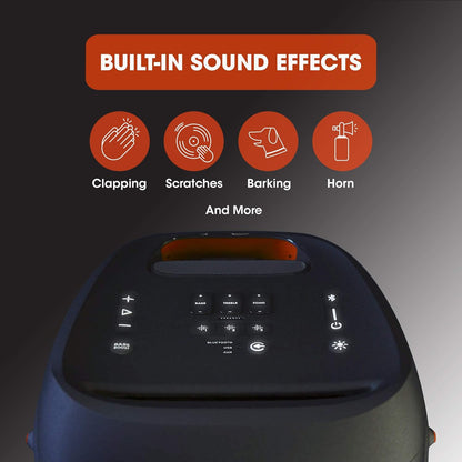 JBL PartyBox 310 in Schwarz – Trag- und rollbarer Bluetooth Party-Lautsprecher mit Lichteffekten – Spritzwassergeschützte, mobile Musikbox mit Akku