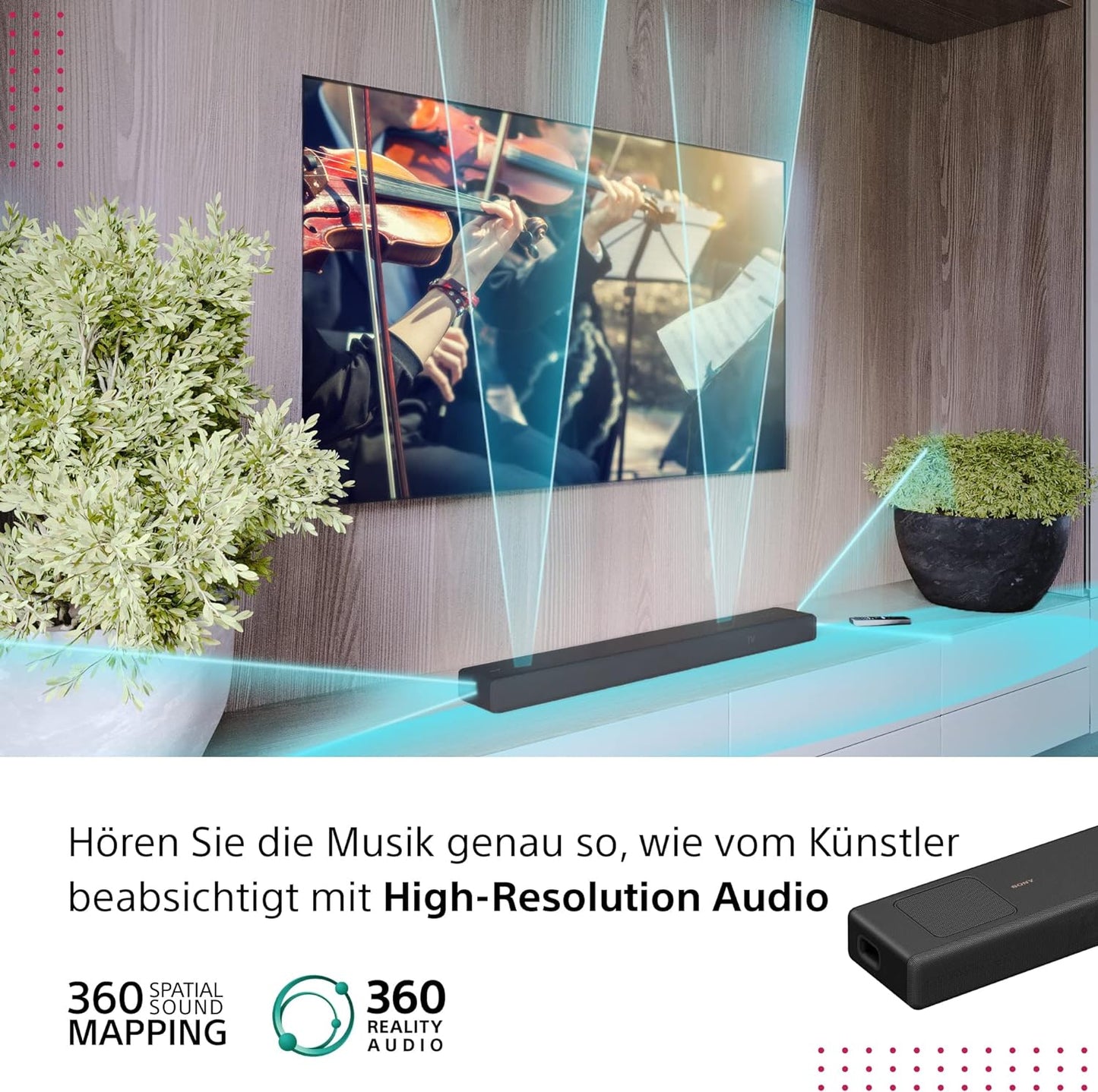 Sony HT-A5000 5.1.2-Kanal Surround Sound Dolby Atmos Premium-Soundbar mit integriertem Subwoofer (HDMI, Bluetooth, High-Res Audio, 500W Gesamtleistung), Schwarz