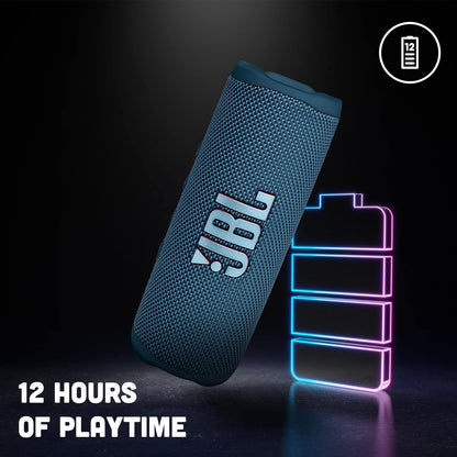 JBL Flip 6 Bluetooth Box in Blau – Wasserdichter, tragbarer Lautsprecher mit 2-Wege-Lautsprechersystem für kraftvollen Sound – Bis zu 12 Stunden kabellos Musik abspielen