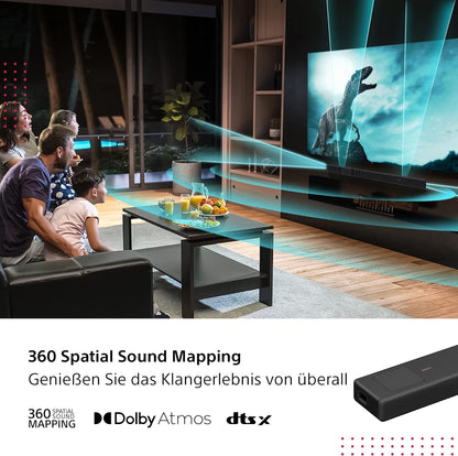Sony HT-A5000 5.1.2-Kanal Surround Sound Dolby Atmos Premium-Soundbar mit integriertem Subwoofer (HDMI, Bluetooth, High-Res Audio, 500W Gesamtleistung), Schwarz