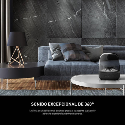 Harman Kardon Aura Studio 3 - Eleganter, kabelloser BT Lautsprecher mit Premium Design und Ambient Lighting- Schwarz