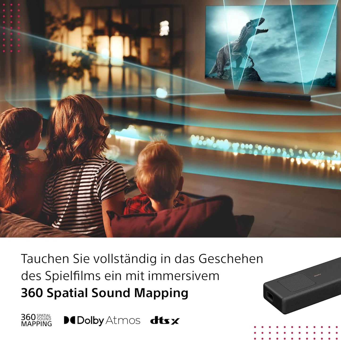 Sony HT-A5000 5.1.2-Kanal Surround Sound Dolby Atmos Premium-Soundbar mit integriertem Subwoofer (HDMI, Bluetooth, High-Res Audio, 500W Gesamtleistung), Schwarz