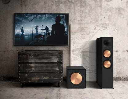 Klipsch R-121SW Black – Aktiver Subwoofer 30,5 cm (12 Zoll), Schwarz, digitaler Verstärker, 200 W/400 W