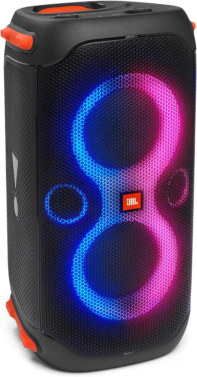 JBL PartyBox 110 in Schwarz – Trag- und rollbarer Bluetooth Party-Lautsprecher mit Lichteffekten – Spritzwassergeschützte, mobile Musikbox mit Akku