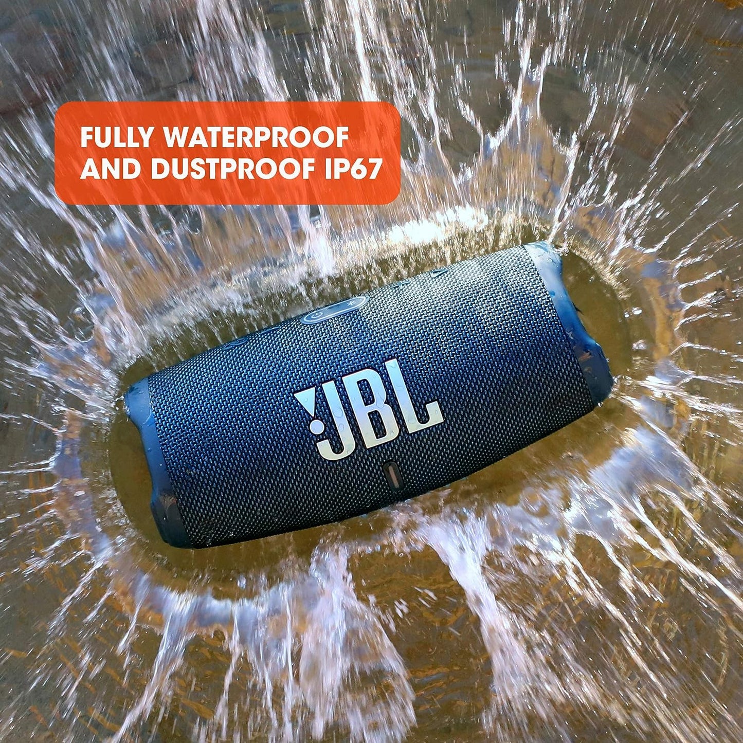 JBL Charge 5 Bluetooth-Lautsprecher in Schwarz – Wasserfeste, portable Boombox mit integrierter Powerbank – Eine Akku-Ladung für bis zu 20 Stunden kabellosen Musikgenuss