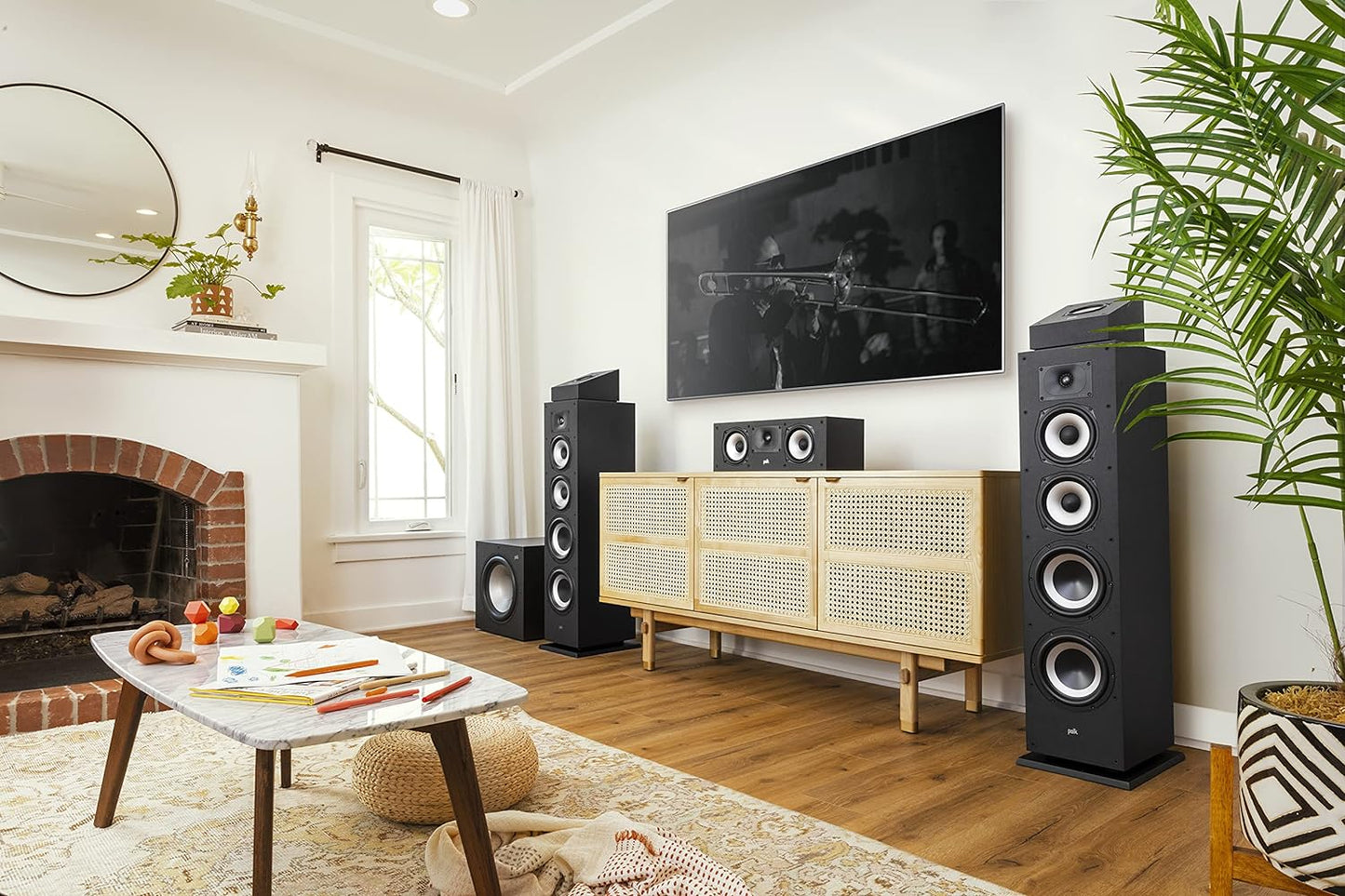 Polk Audio Monitor XT35 schlanker Center Lautsprecher, Hi-Res Zertifiziert, kompatibel mit Dolby Atmos und DTS:X (Stück), Schwarz