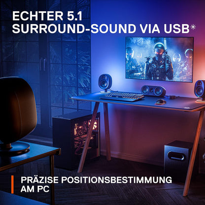 SteelSeries Arena 9 - 5.1-Gaming-Lautsprecher – 5.1 USB Surround-Sound