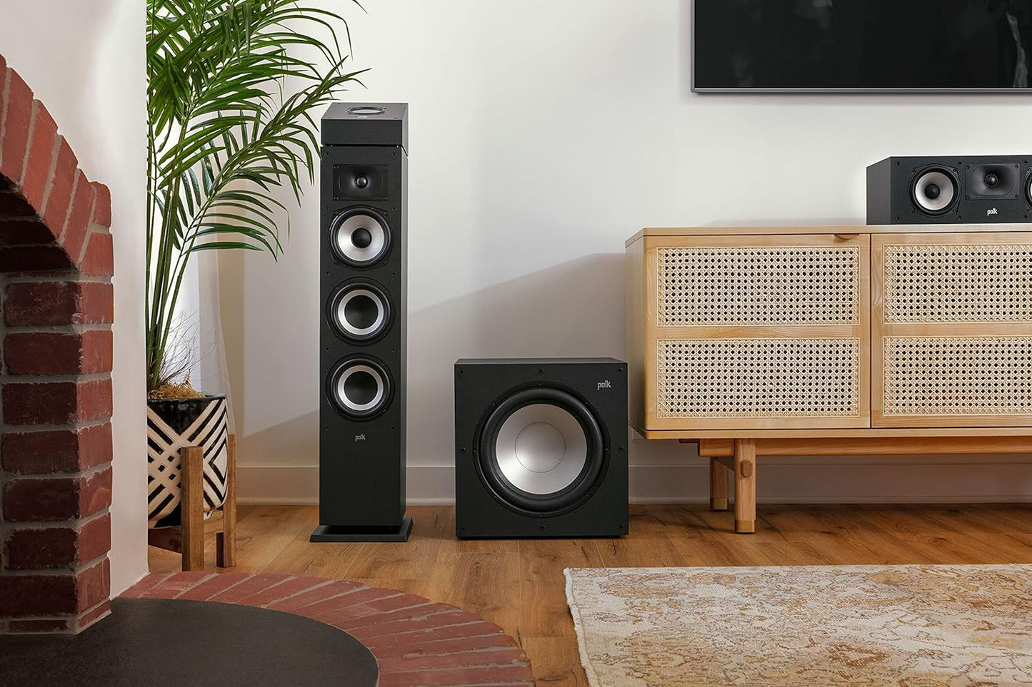 Polk Audio Monitor XT35 schlanker Center Lautsprecher, Hi-Res Zertifiziert, kompatibel mit Dolby Atmos und DTS:X (Stück), Schwarz